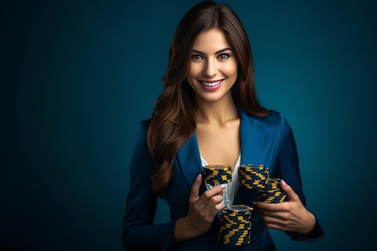 Antarmuka aplikasi slot biru menampilkan menu permainan live dealer dan sportsbook